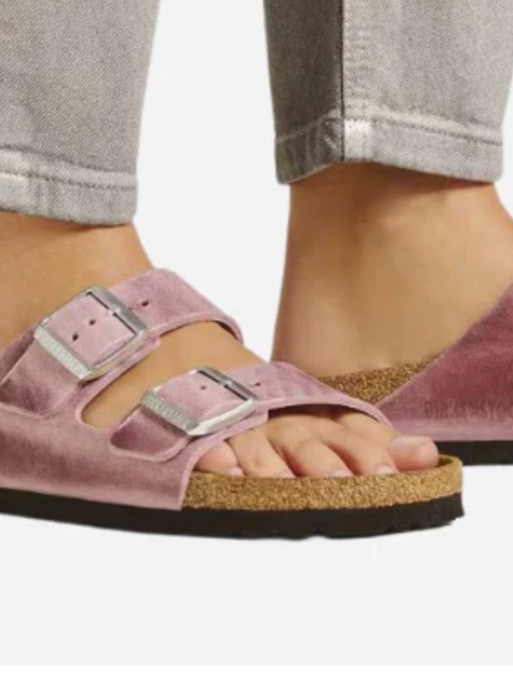 Muk Luks Women's Pink Suede Double-Buckle Cork Footbed Sandals